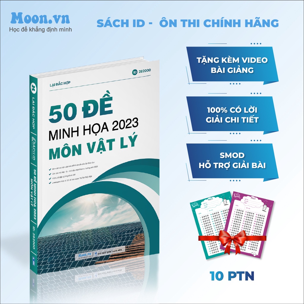 Sách 50 đề minh họa 2023 môn Vật lý ôn thi THPTQG Moonbook | SachID