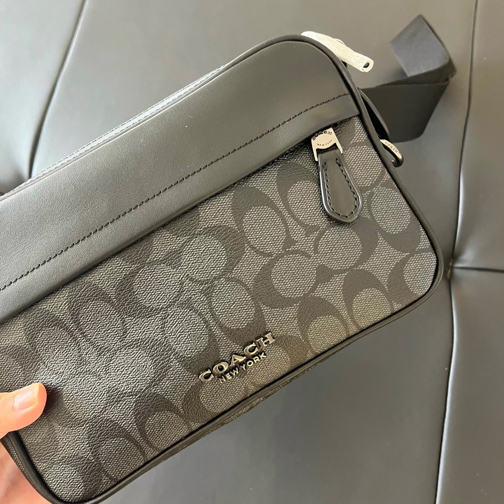 *CHÍNH HÃNG* Túi đeo chéo COACH GRAHAM CROSSBODY IN SIGNATURE CANVAS MÀU ĐEN XÁM - CODE: C4149
