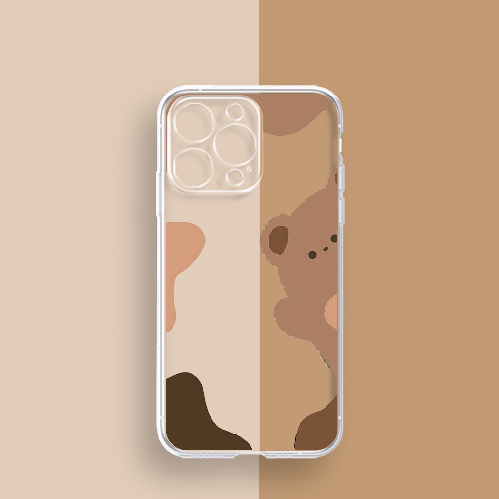 Ốp Điện Thoại Mềm Chống Sốc In Hình gấu nâu góc phải iPhone 14 13 12 11 Pro Max SE2020 X Xr Xs Max 8 7 6 6s Plus u594