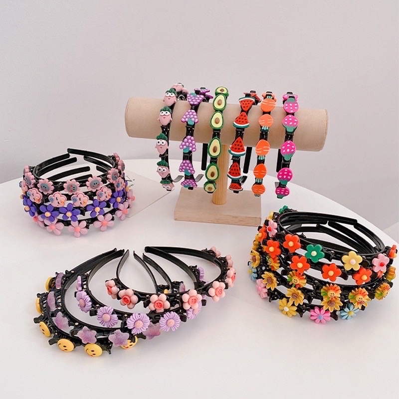 Bờm Kẹp Tóc Hàn Quốc Cho Bé Gái Có Đính Hoa Quả Siêu Cute Hot Nhất