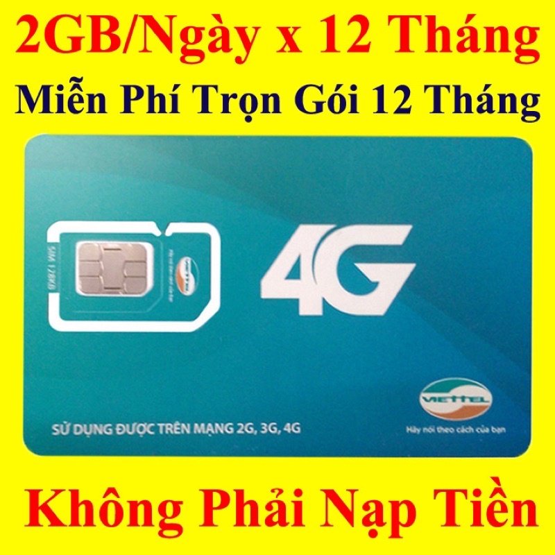 [ MIỄN PHÍ 14 THÁNG ] Sim 4G Viettel 12ST60N Tặng 60GB/Tháng Lên Mạng Lướt Web Thả Ga