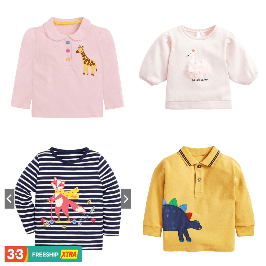 Mã 52076 áo thun cotton dài tay in hình các con vật đáng yêu của Little Maven cho bé gái