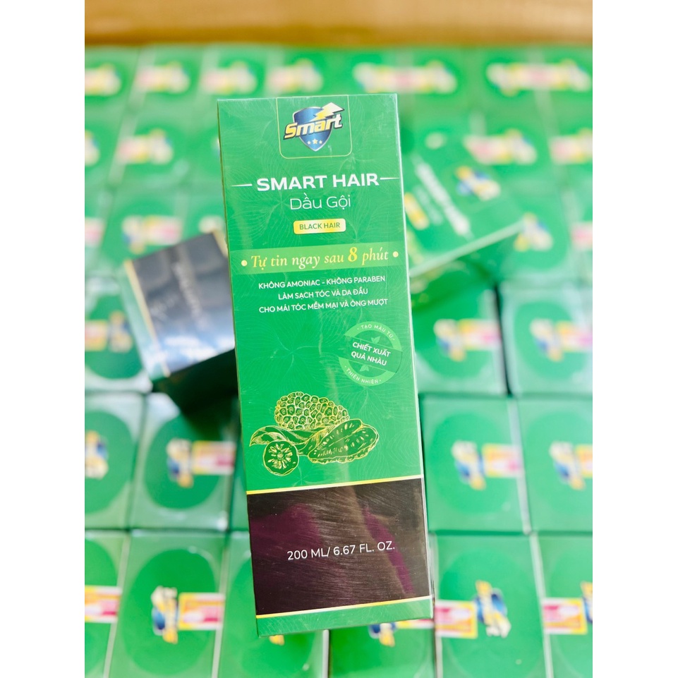 Dầu gội - Nhuộm tóc PHỦ BẠC SMART HAIR - Hai màu Đen và Nâu - Hương thơm dịu nhẹ và màu tự nhiên. Kèm Hàng Tặng.