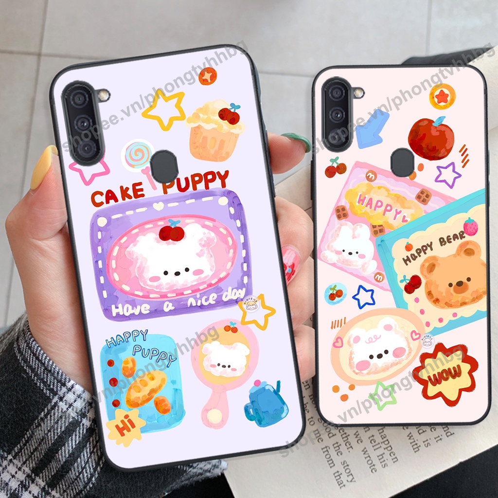 Ốp lưng Samsung A11 / M11 GẤU DÂU chi bi hoạt hình cute siêu rẻ