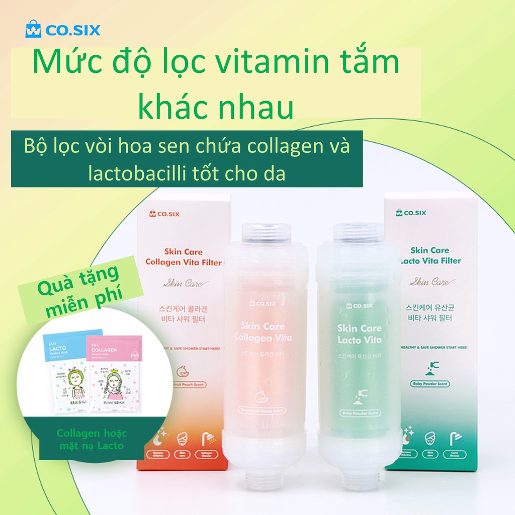 Co.Six - Bộ Lọc Vòi Hoa Sen Chăm Sóc Da / Đầu vòi sen tắm có giác hút gắn tường áp lực nước mạnh xuất xứ Hàn Quốc