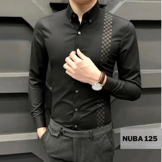 Áo sơ mi nam dài tay họa tiết chất vải lụa NUCA 38