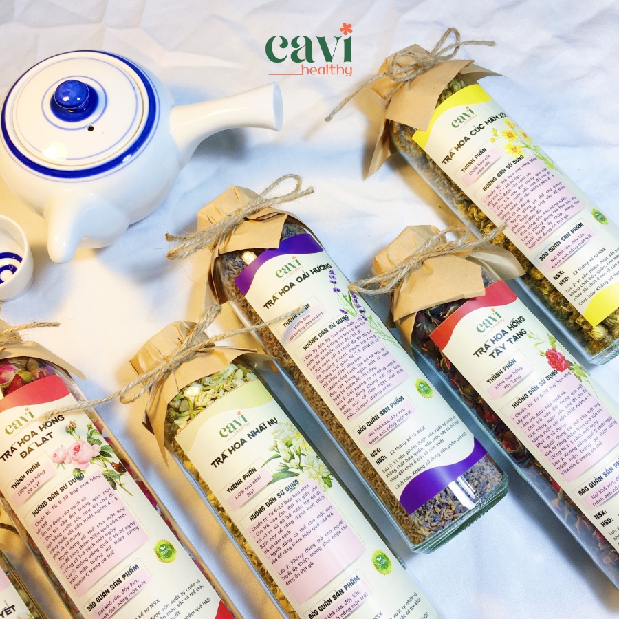 Trà Hoa Sấy lạnh tự chọn - Hoa hồng, hoa cúc, sen tuyết chai thủy tinh 500ml