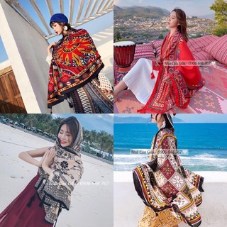 Khăn voan boho thổ cẩm đi biển