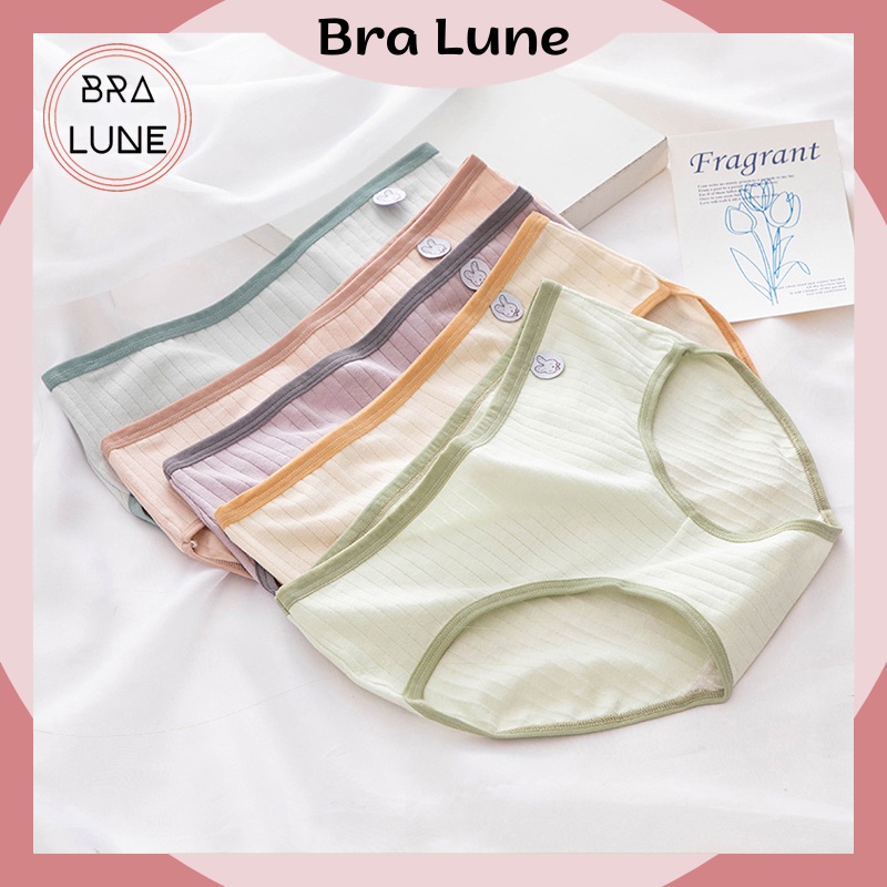 Quần lót cute nữ cotton trơn kẻ gân 328