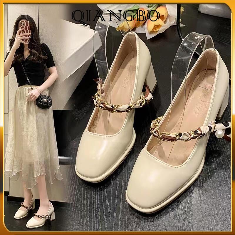 Giày da Mary trân nữ kiểu Pháp tiên phong thô gót giày cao gót giày nữ lolita