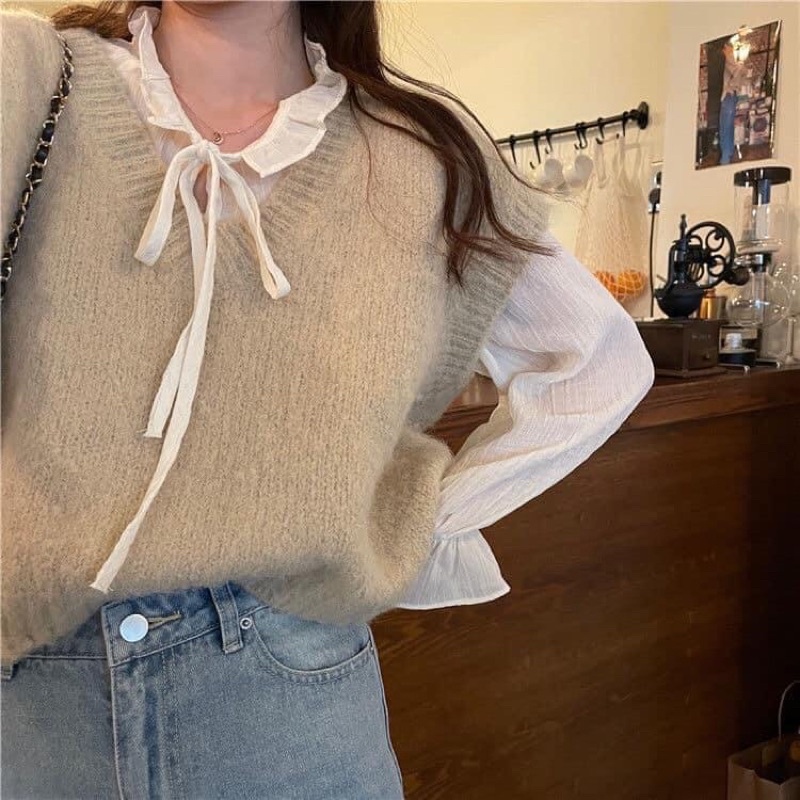 SET ÁO SƠ MI + GILE VINTAGE HOT 2023