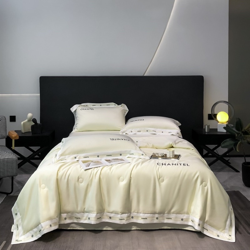 Bộ chăn ga gối Chanitel chăn chần bông siêu mềm mịn