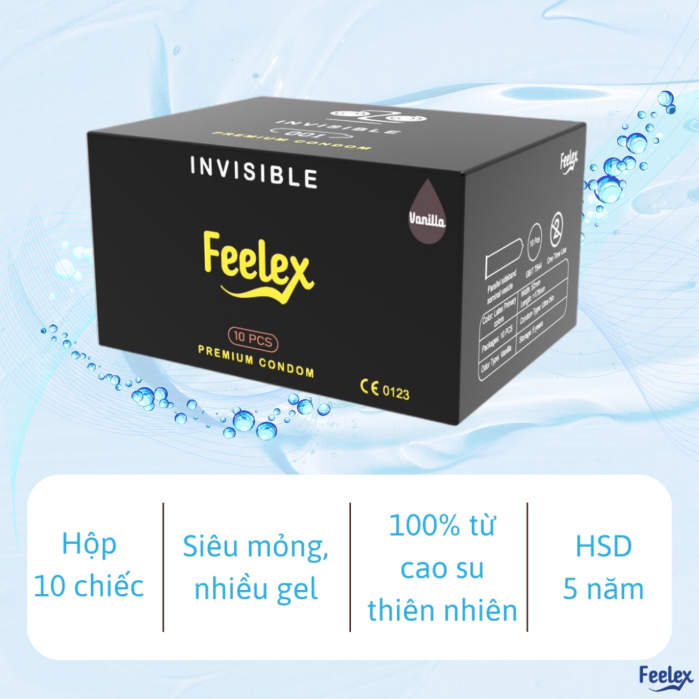 Combo 2 hộp bao cao su Feelex Invisible + Performa siêu mỏng, kéo dài thời gian quan hệ