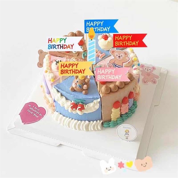 Set que giấy-HPBD cờ sắc màu 18 que