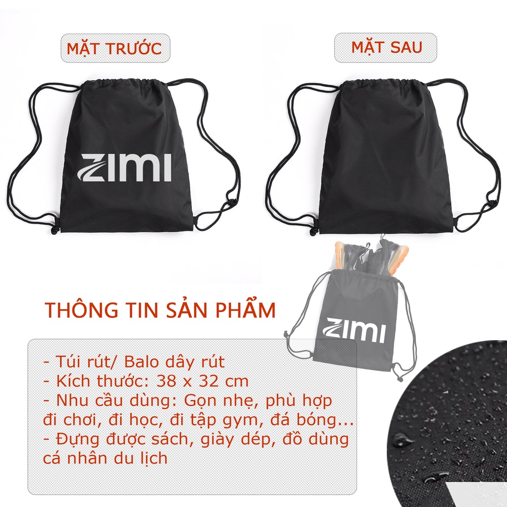 Túi rút thể thao ZIMI túi đựng giày đá bóng banh quần áo sách vở chất vải, balo dây rút đựng đồ tiện lợi | BigBuy360 - bigbuy360.vn