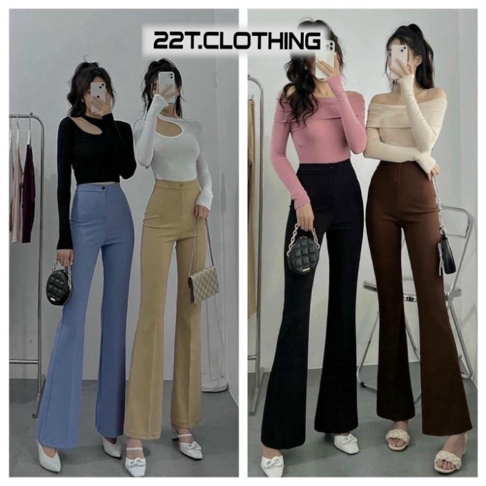 Quần tây ống loe nữ 1 cúc cạp cao công sở dáng quần lưng cao đi học XƯỞNG MAY NGỌC ÁNH 22T.Clothing