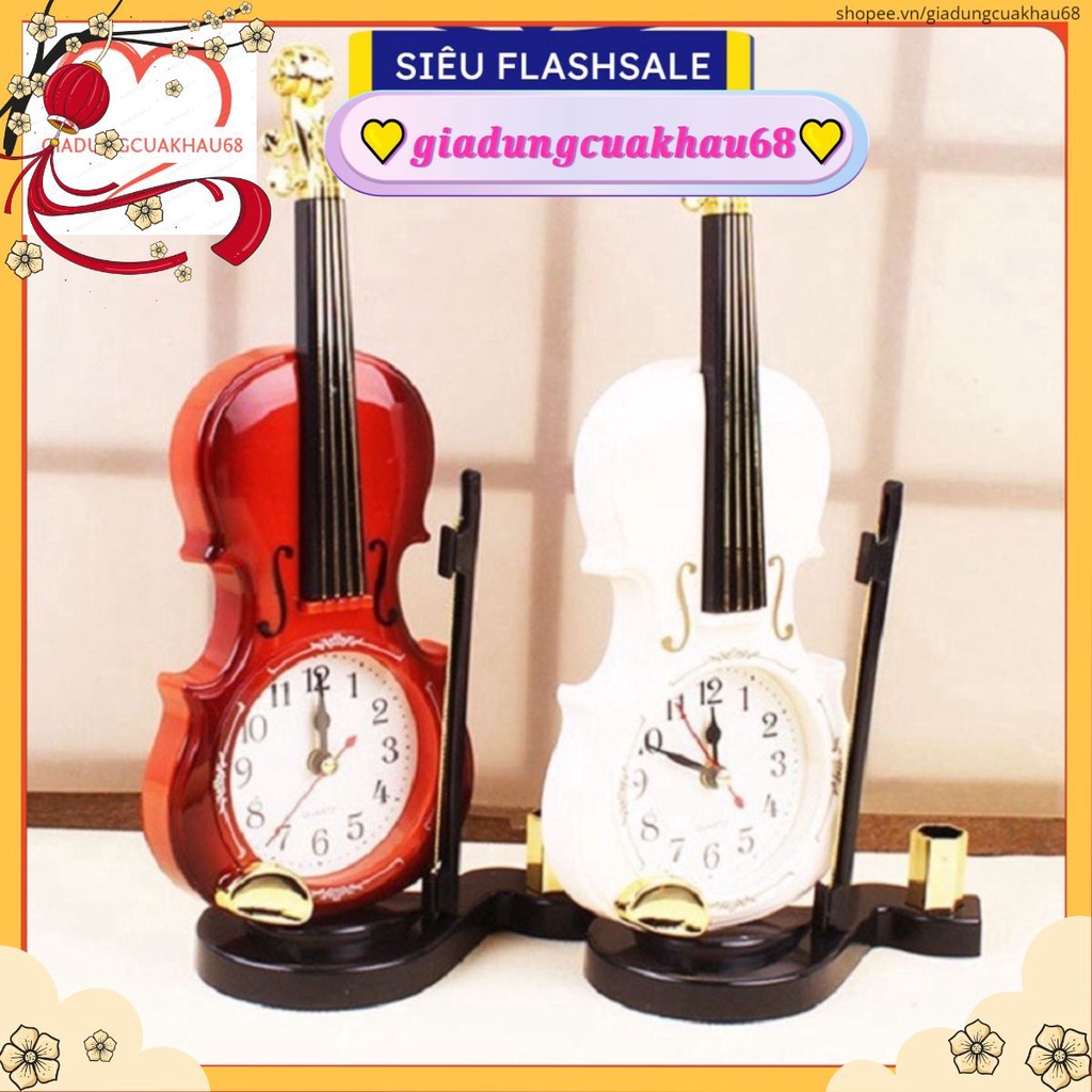 Đồng Hồ Báo Thức - Đồng Hồ Báo Thức Để Bàn Hình Dáng Cây Đàn Violin Cổ Điển Sang Chảnh
