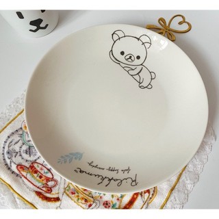 ♥️ bộ 2 dĩa sứ 22cm rilakkuma feels happy everyday - màu trắng sữa - sứ nhật lawson - gấu rilakkuma