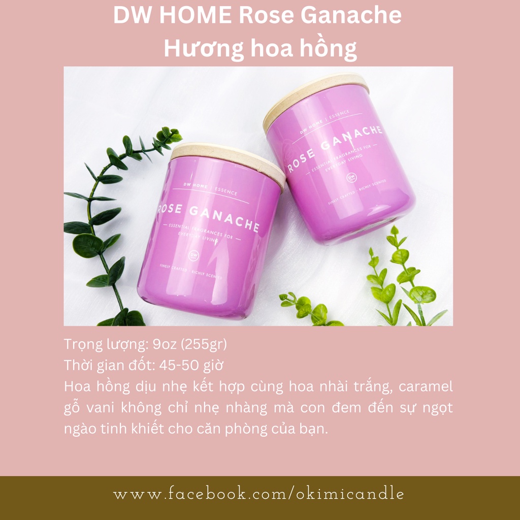 Nến thơm cao cấp hãng DW Home hàng xuất Mỹ, candle cup hoa hồng