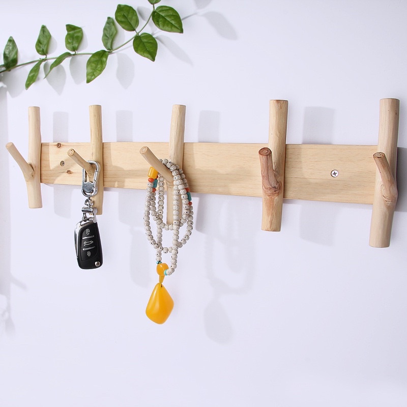 Móc gỗ treo quần áo, treo tường trang trí decor phòng