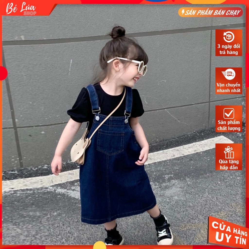 Váy yếm jeans mùa hè cho bé gái cực xinh năng động size từ 8 - 29kg phù hợp cho bé đi học đi chơi