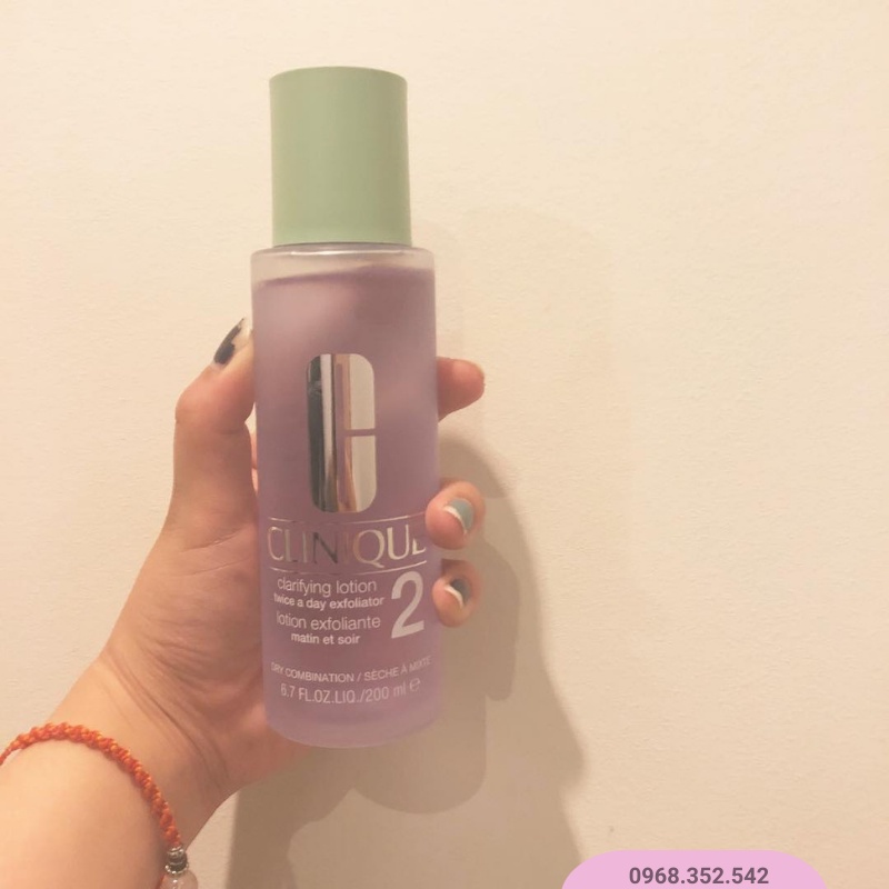 Nước hoa hồng cho da khô, hỗn hợp khô 200ml Toner Clinique Clarifying Lotion 2