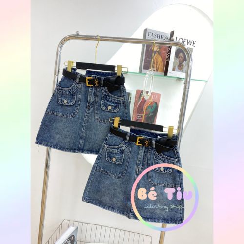 Chân Váy Jeans Kèm Túi Phom Ngắn Có Lót Quần Bên Trong Trẻ Trung Năng Động ( Không Kèm Dây Lưng) | Bé Tiu Clothing