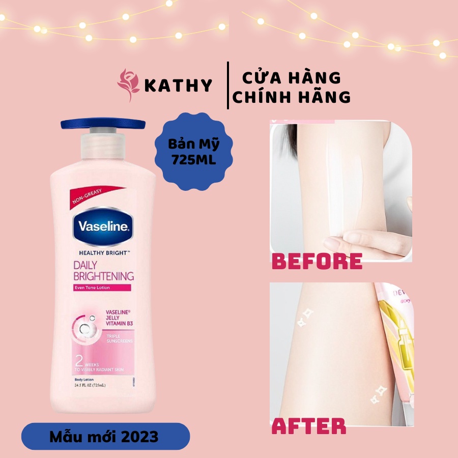 Sữa dưỡng thể Vaseline Healthy White UV Lightening Body Lotion Bản Mỹ 725ml