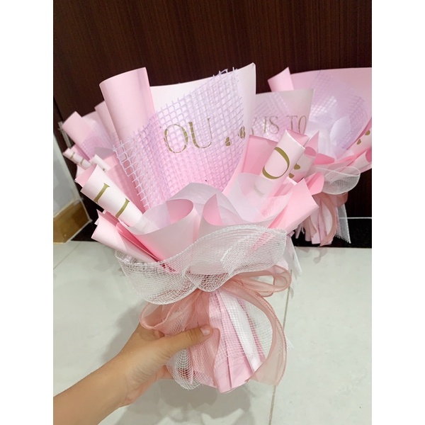 Cốt giấy bó mini dài 17cm, gói xòe mix lưới