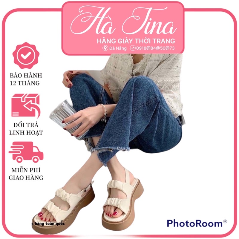Giày Sandal Đế Dày Hở Ngón Quai Nhún Bèo  Phong Cách Hàn Quốc Thời Trang Mùa Hè Màu Đen 2022 Dành Cho Bạn Nữ