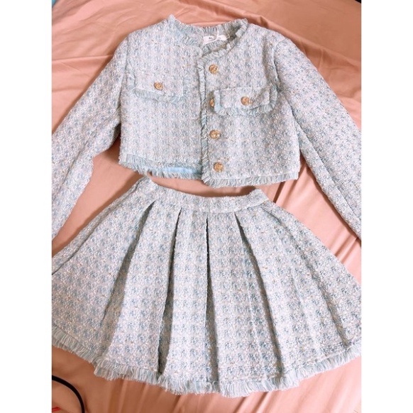 (MocLan.Hoa) Áo khoác dạ tweed + chan vay nữ mùa thu đông phong cách Hàn Quốc | BigBuy360 - bigbuy360.vn