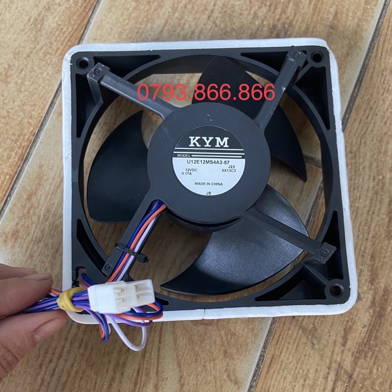 Quạt tủ lạnh Hitachi 12V 4 dây kích thước 125x125mm - quạt tủ lạnh vuông hitachi