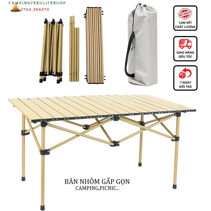 Bàn gấp gọn, bàn xếp, bàn cuộn,bàn nhôm dã ngoại gấp gọn , bàn picnic camping
