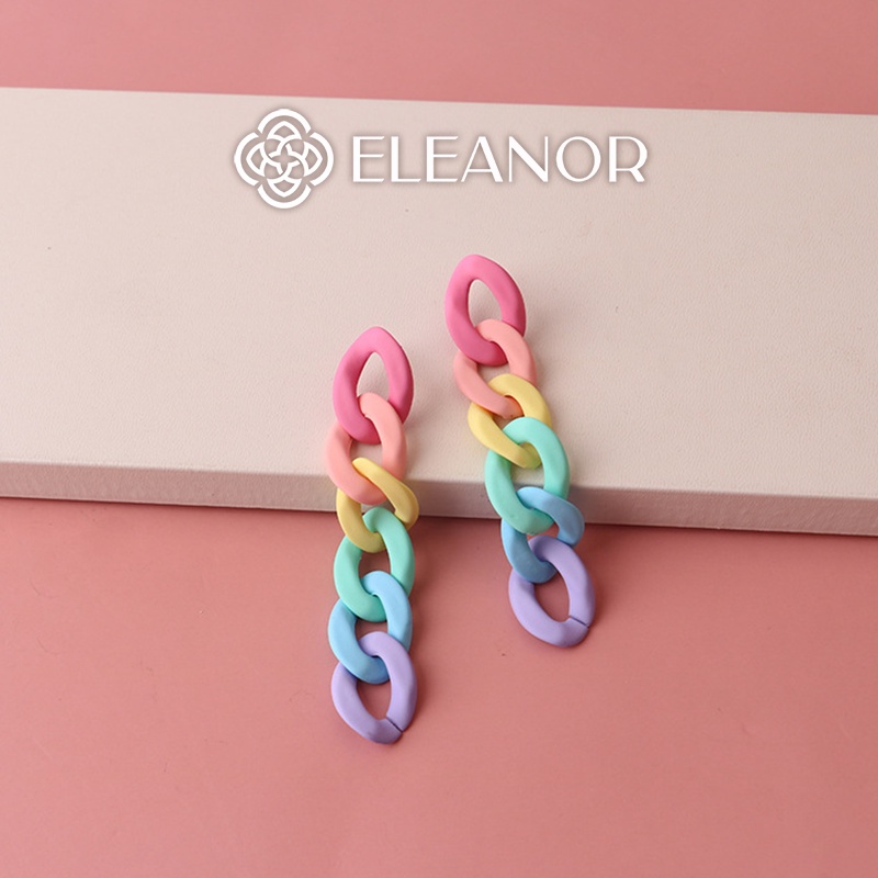 Bông tai nữ chuôi bạc 925 Eleanor Accessories thiết kế mắt xích nhiều màu sắc phụ kiện trang sức trẻ trung 5526