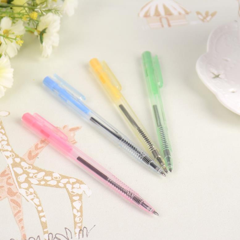 Bút bi xanh mini ngòi 0.7mm dễ mang theo - vỏ nhiều màu - bút bi xanh bấm ngòi to - bút bi bấm giá rẻ - HIKOMA STORE