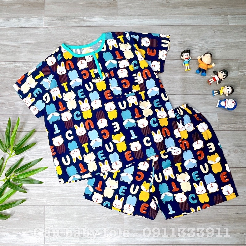 Đồ bộ tole/lanh bé trai tay ngắn quần đùi phối GAUBABYTOLE mềm mịn thấm hút mồ hôi phù hợp cho bé 8-25kg