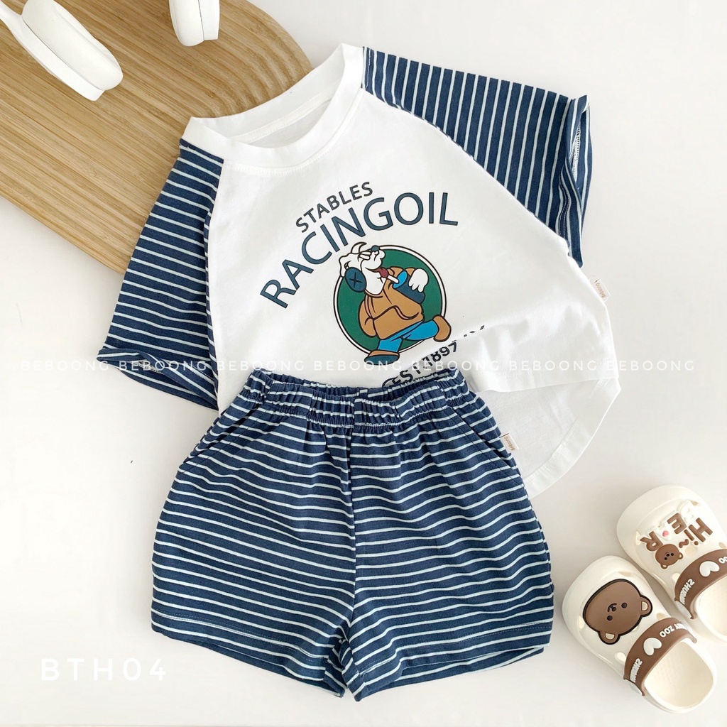 Bộ RaCilGol phối kẻ siêu xinh cotton mềm mịn thấm hút 4 màu . 9-23kg BTBG-PITUPI-BEBOONG-MS 23.025
