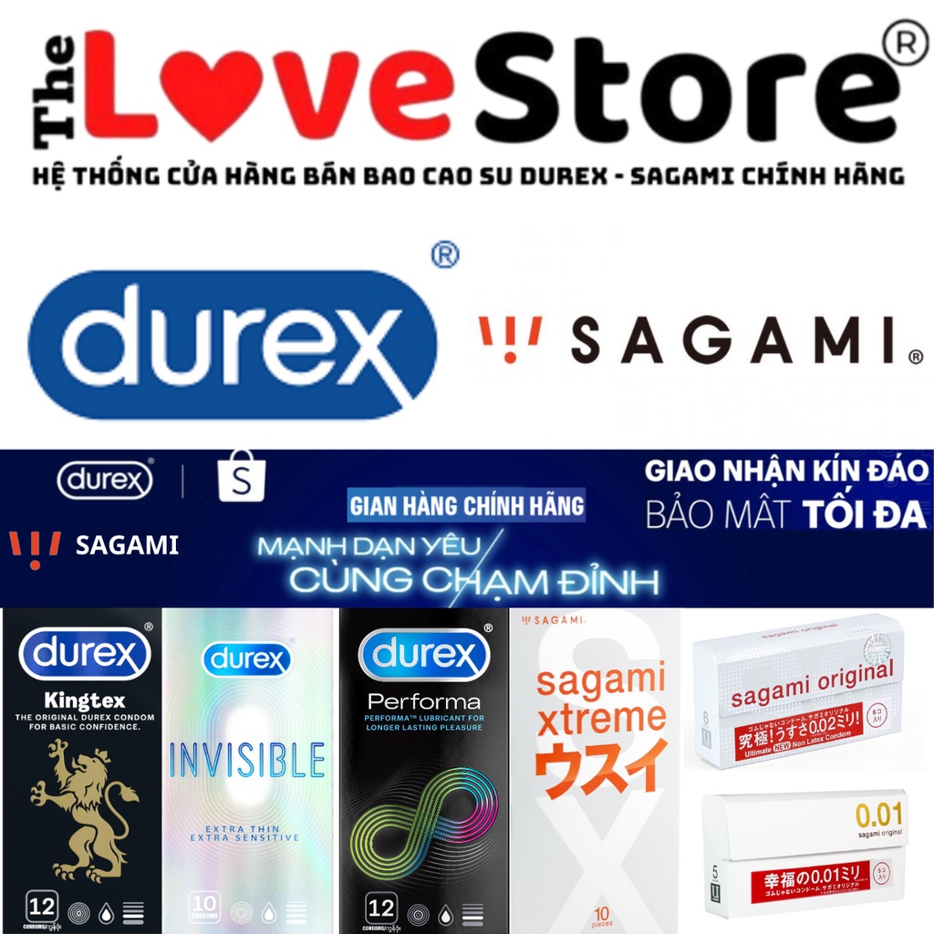 Bao cao su Durex chính hãng-Durex Kingtex, Invisible, Performa, Fetherlite, Pleasuremax, Jeans -The Love Store