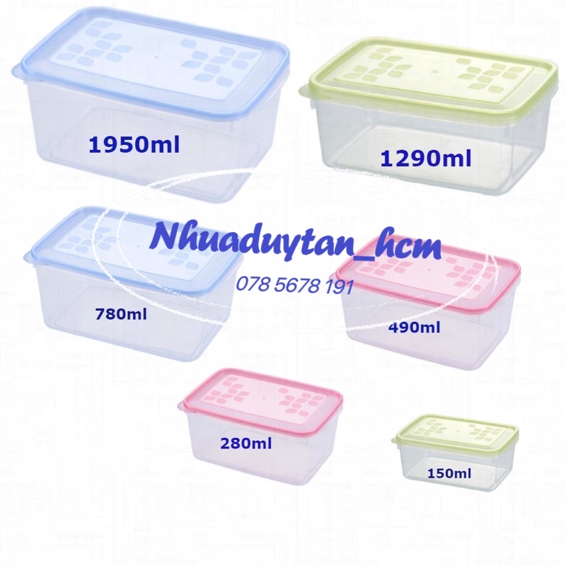 hộp bầu 150ml, 280ml, 490ml, 780ml, 1290ml, 1950ml duy tan