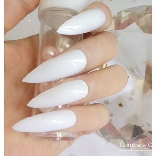NAILBOX móng giả thiết kế sơn trơn màu trắng basic