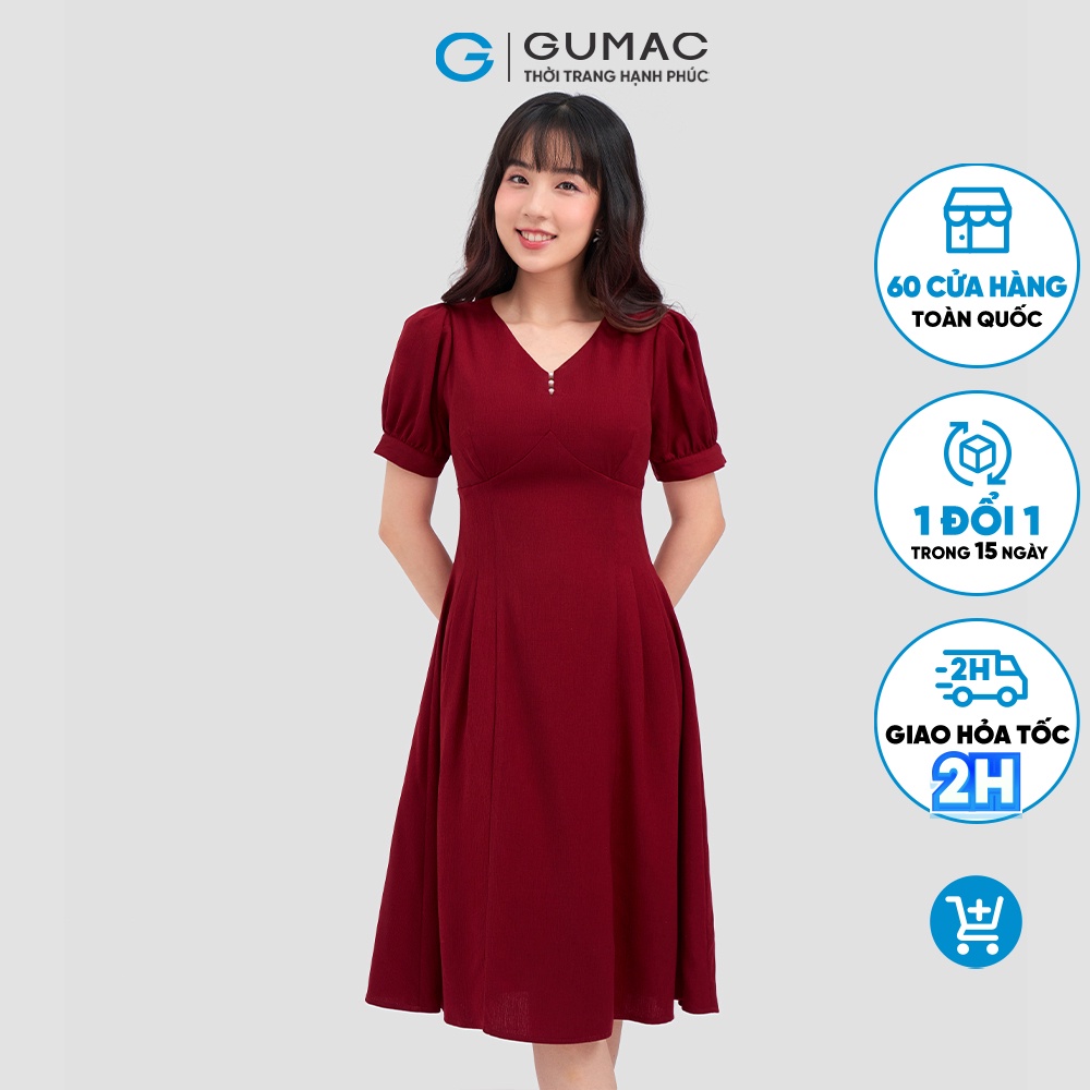 Đầm kiểu nút ngọc thời trang GUMAC DC12070