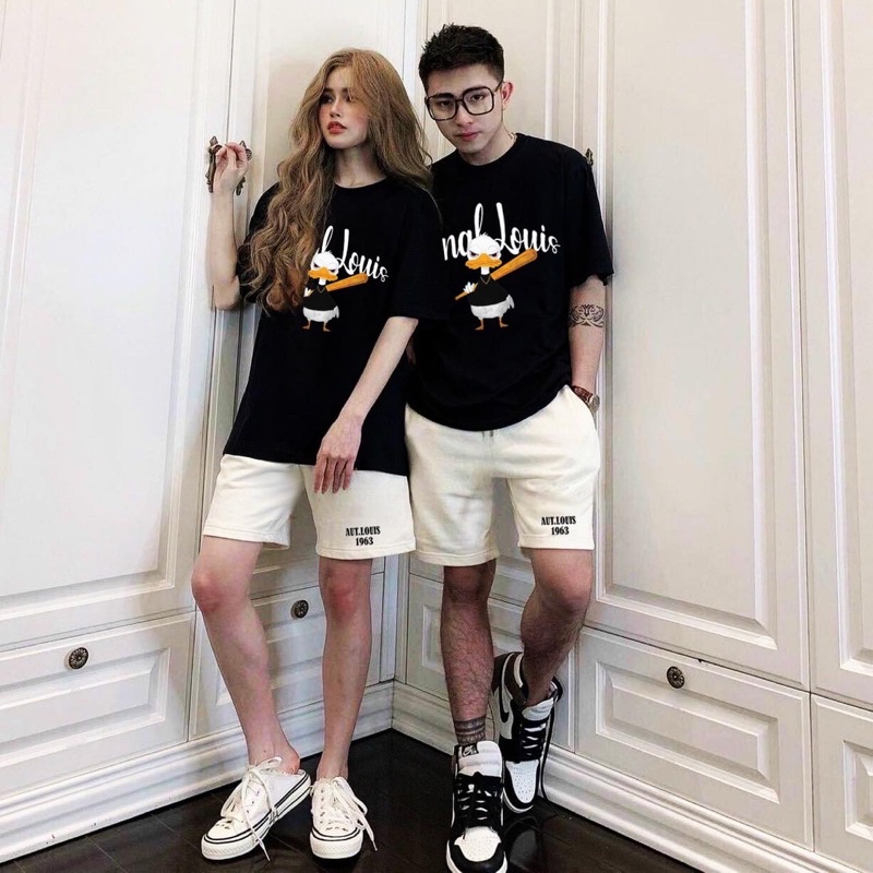 Áo phông, áo thun, Tshirt nam nữ đen trắng, cổ tròn basic, áo đôi, áo cặp hot trend Donald duck