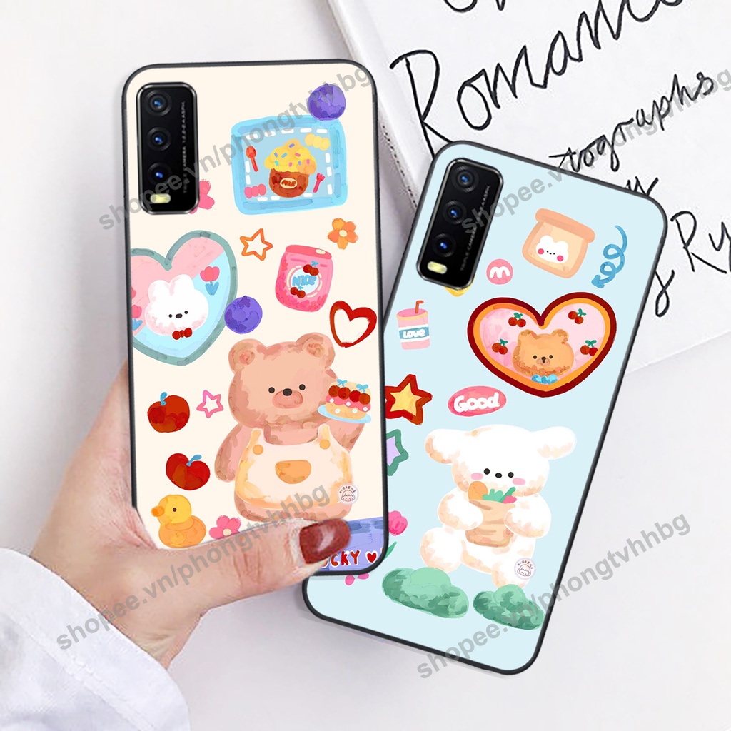 Ốp lưng Vivo Y12S / Y20 / Y20S / V20 / Y51 2020 GẤU DÂU chi bi hoạt hình cute siêu rẻ