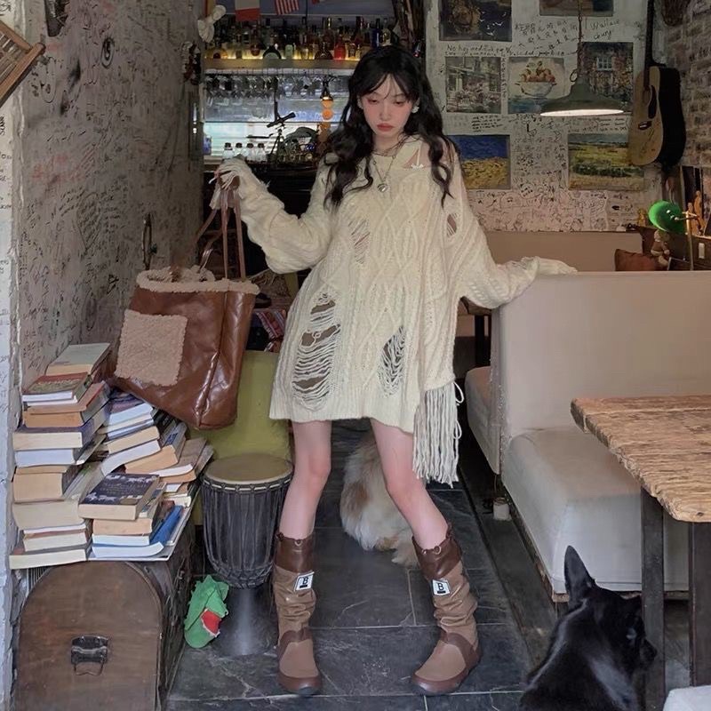 Áo len phong cách vintage boho