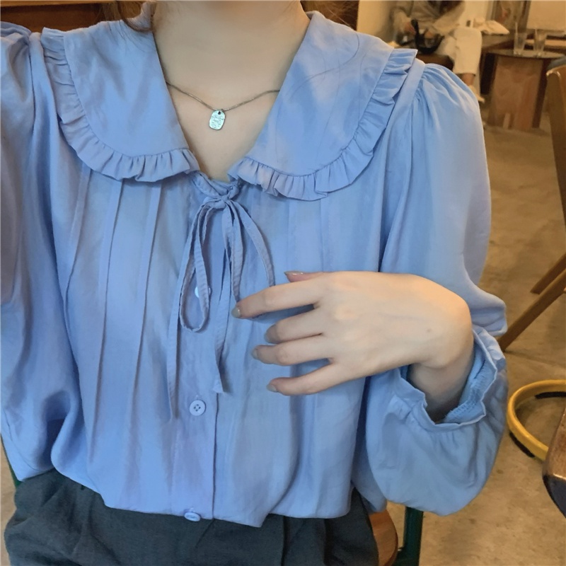 Áo Sơ Mi Kiểu Pháp, Thiết Kế Phong Cách Công Sở tay dài nhũng nhẹ phần bo tay sang chảnh