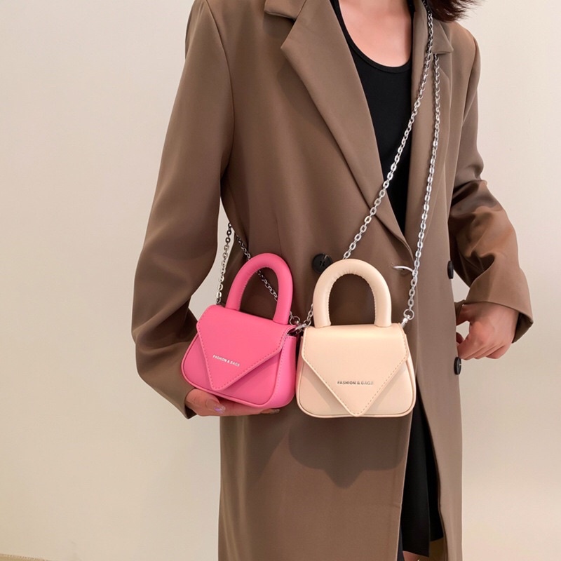 Túi đeo chéo nữ mini  fashion & bags dây xích size 14 nhỏ xinh