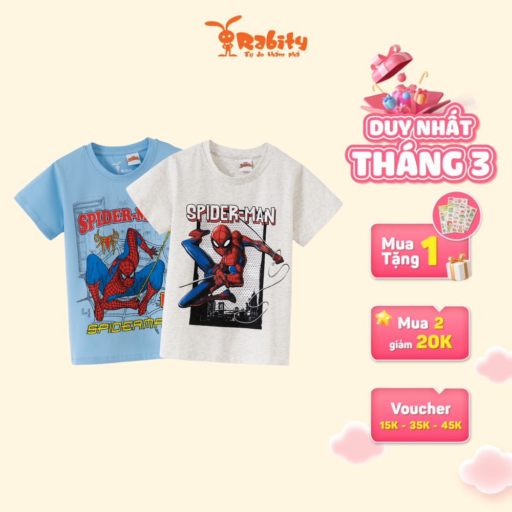 Áo thun bé trai Rabity phông cotton hình siêu anh hùng spiderman thấm hút mồ hôi 5536