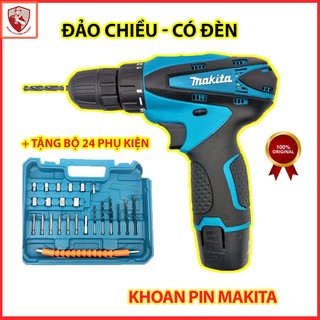 [Tặng 24 phụ kiện] Máy khoan pin Makita 12V – Máy Bắt Vít, khoan gỗ, kim loại, đảo chiều, có đèn CHÍNH HÃNG