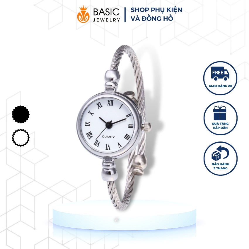 Đồng hồ lắc tay nữ Kiko DH34 dây kim loại giá rẻ mặt tròn phong cách thời trang cổ điển Basic Jewelry