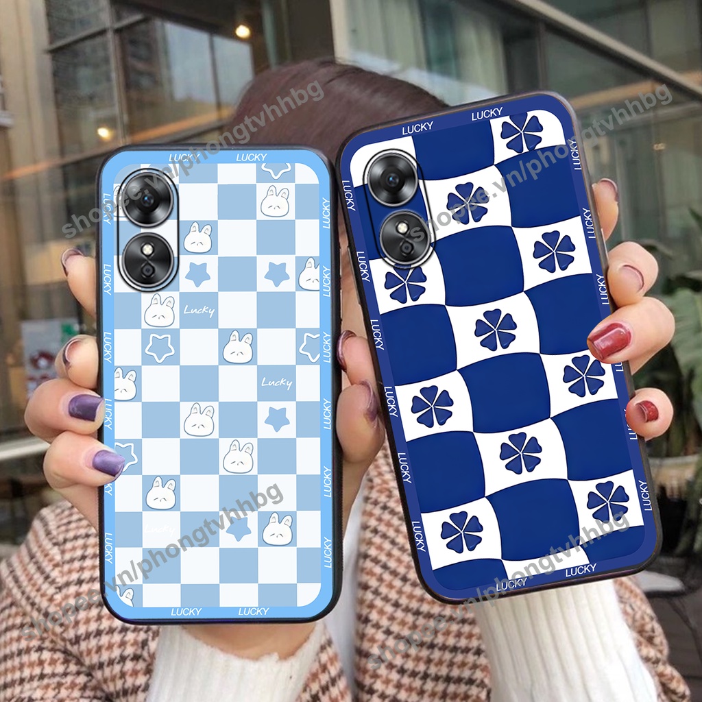 Ốp lưng Oppo A17 / A17K / A58 5G hoa caro đen,trắng xanh đẹp đa dạng bền